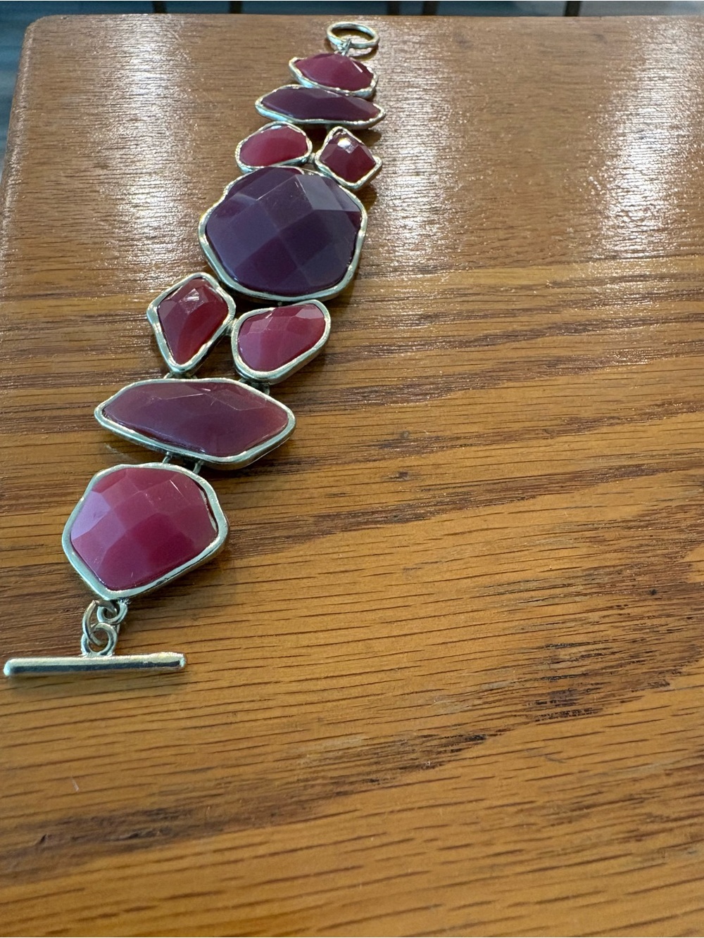 Women's Pink Stone Link Bracelet - Gold Tone